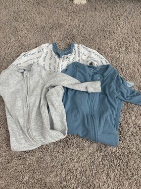 cloud island Baby Footie Sleepers Set in Blue, Gray, White